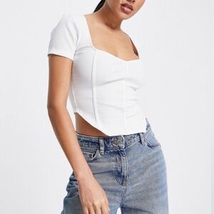 ASOS Sweetheart Corset Short Sleeve Top